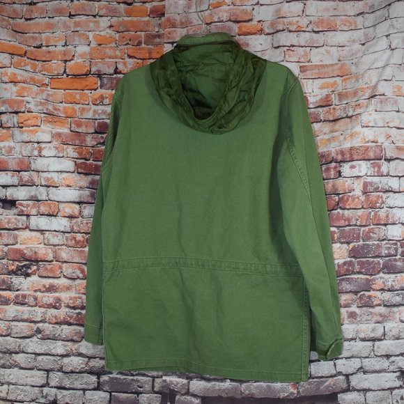 Levi's Medium Military Field Jacket Hidden Hood Army Green Parka - Picture 8 of 12